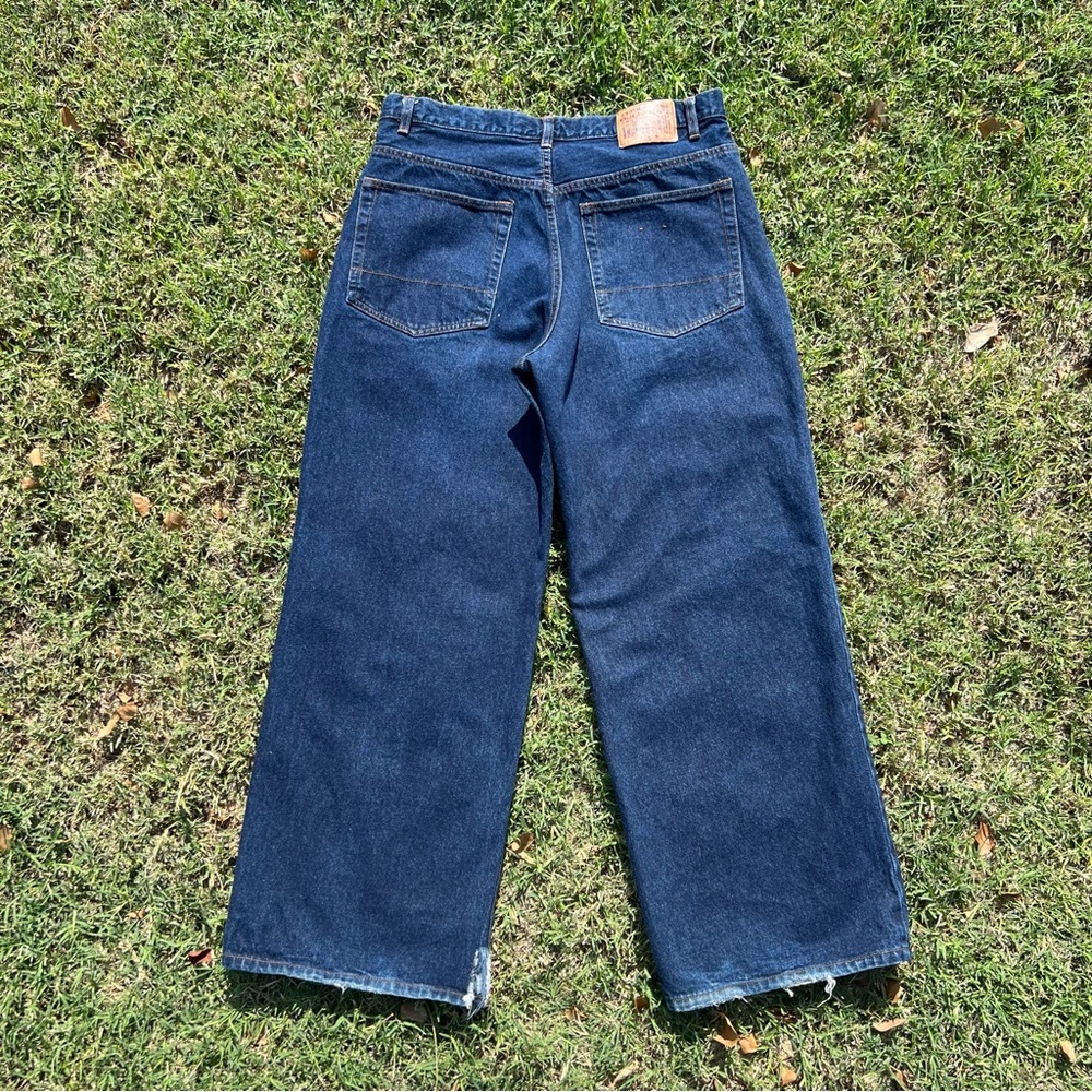 Mens vintage y2k pipes bullhead baggy jeans loose wide leg denim thrashed skater
